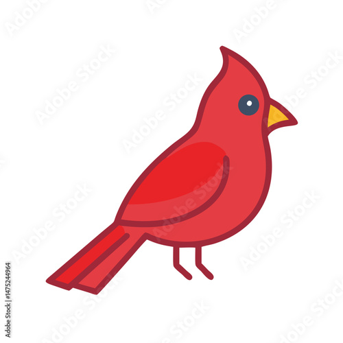 Simple red cardinal illustration on black background stock image