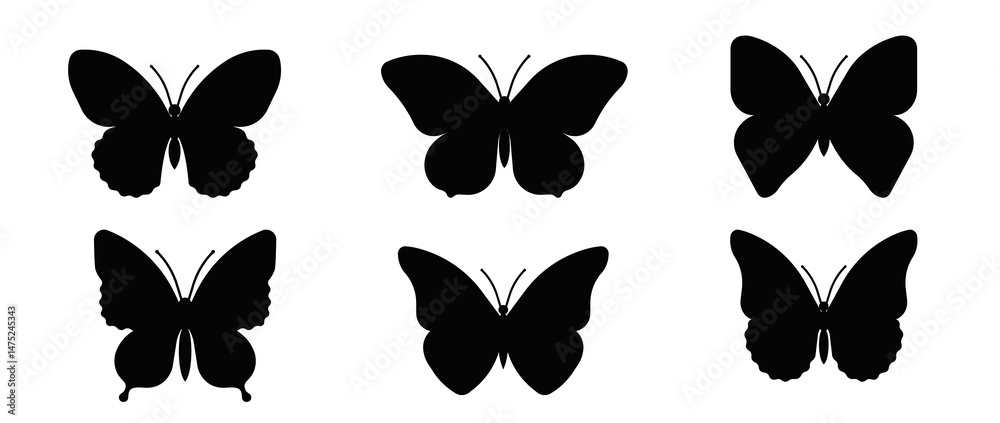 set of vector butterflies