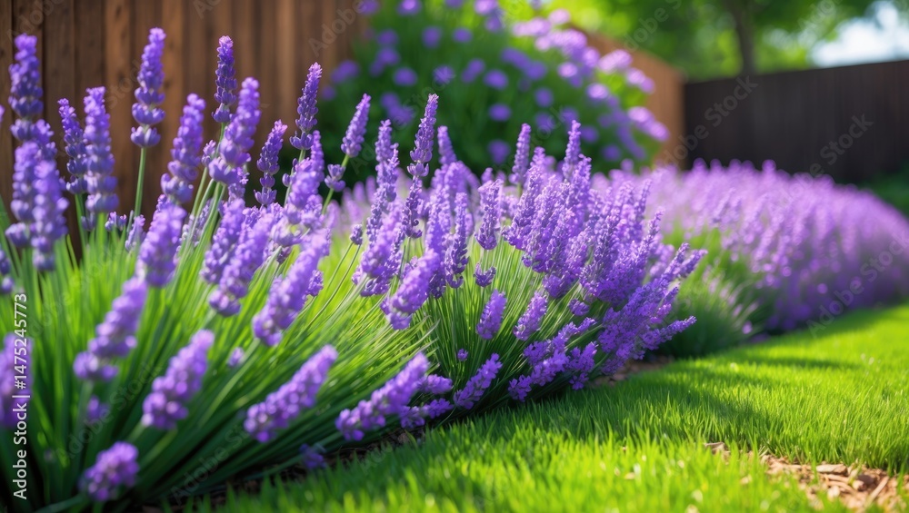 Obraz premium Lavender in the garden. Lilac bush zoomed in. Beautiful natural scenery. Gardening at home.