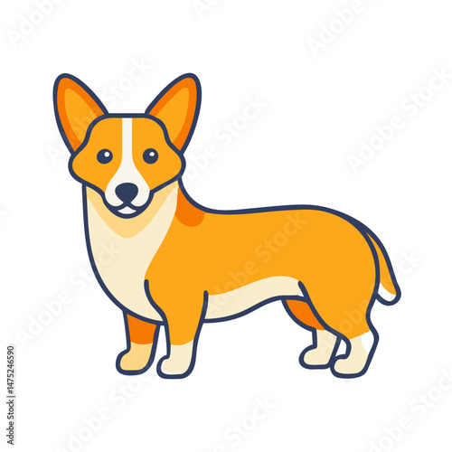 Cartoon corgi illustration on black background suitable for web