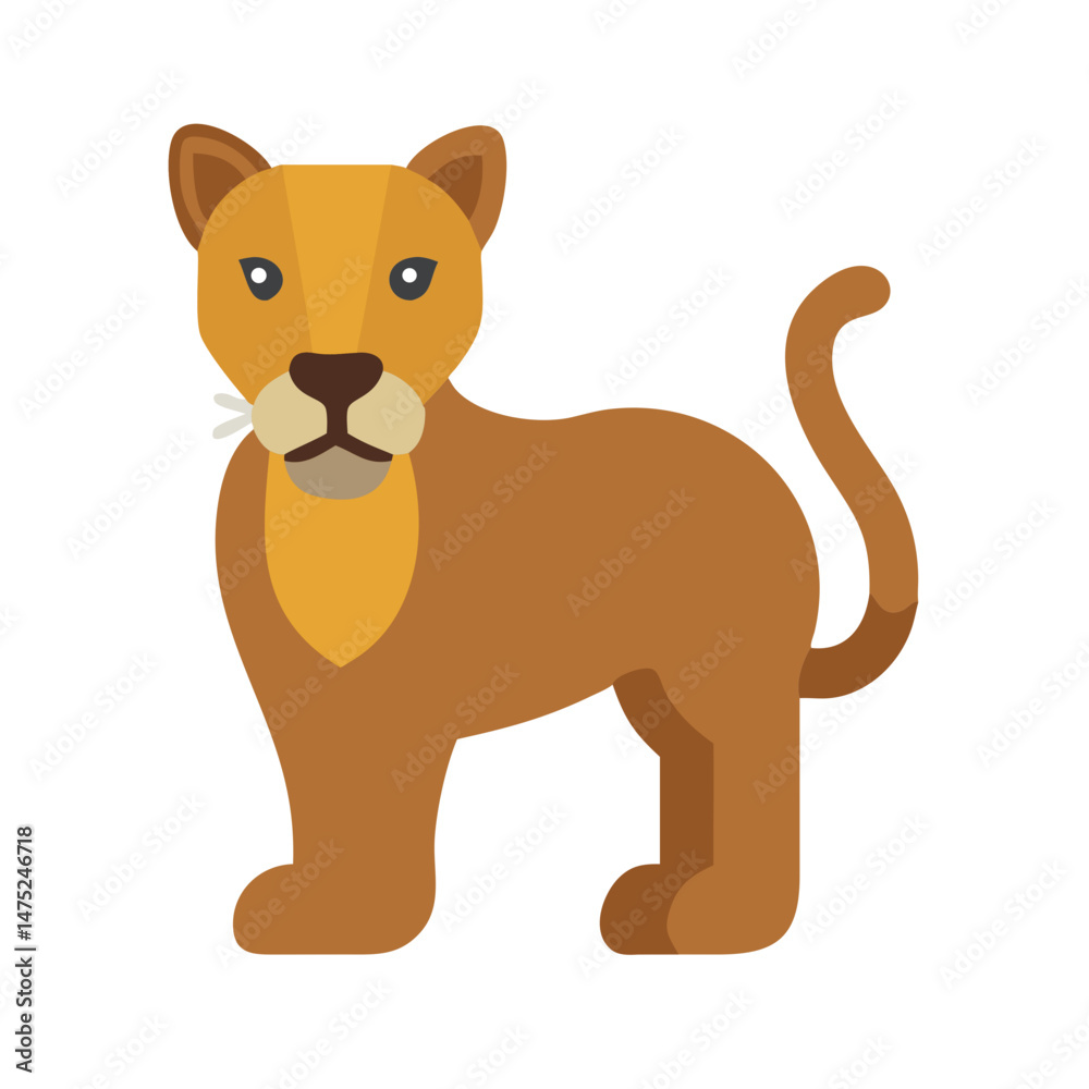 Fototapeta premium Flat design illustration of a lion on black background