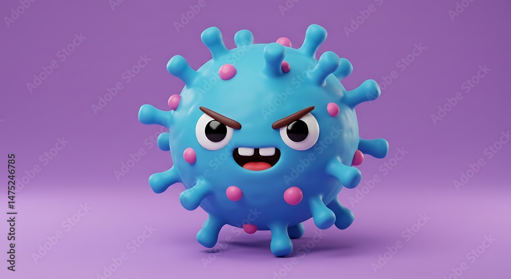 Naklejka premium Cute Virus 3D Render: Free Stock Image & PNG