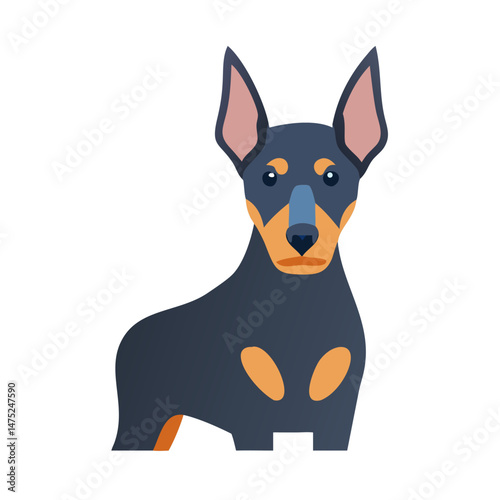 Minimalist dog illustration on black background showcasing stylized design