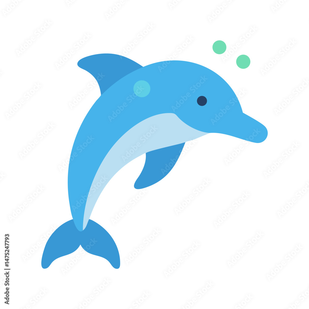 Fototapeta premium Stylized cartoon dolphin illustration against a dark background