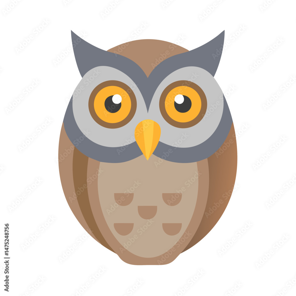 Obraz premium Flat illustration of an owl against a black background