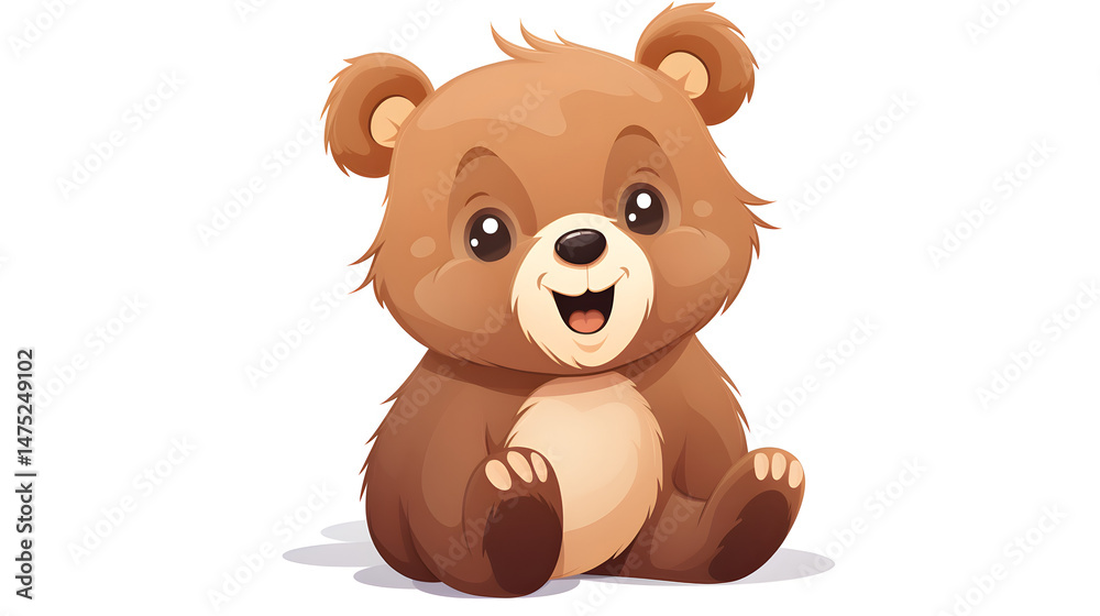 Obraz premium Cute and Happy Bear Cartoon in Vector Illustration for Wildlife Designs