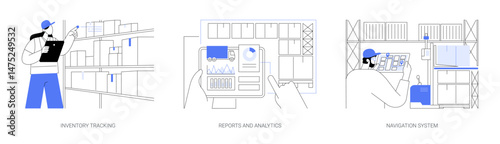 Warehouse management system isolated cartoon vector illustrations se