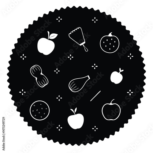 Reusable Beeswax Wrap With Food Silhouette