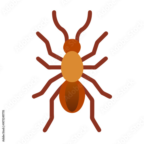 Flat design brown ant illustration on a black backdrop