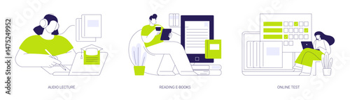 Online degree isolated cartoon vector illustrations se