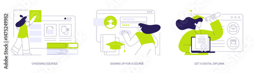 Distance education isolated cartoon vector illustrations se