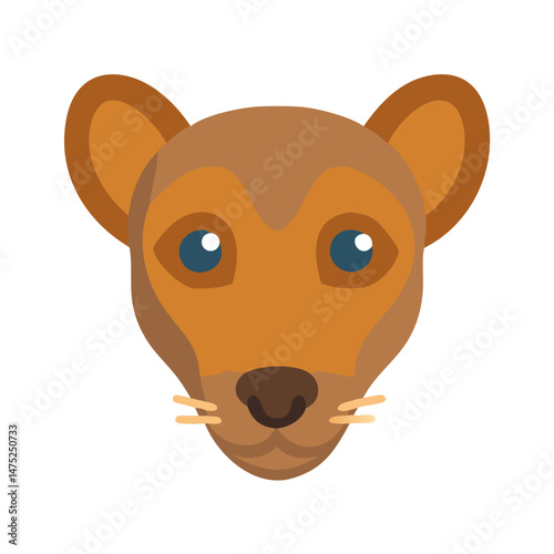 Cute lemur face flat vector illustration on black background