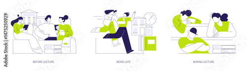 College lessons isolated cartoon vector illustrations se