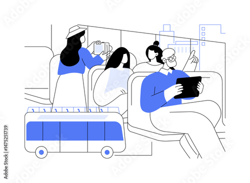 Bus tour isolated cartoon vector illustrations.