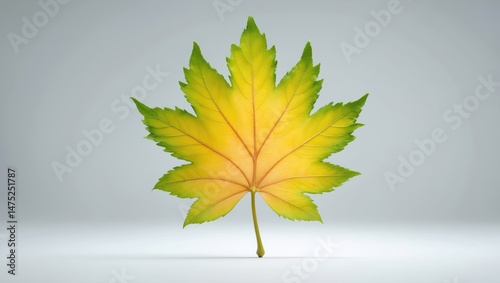 White background with a lone yellow leaf