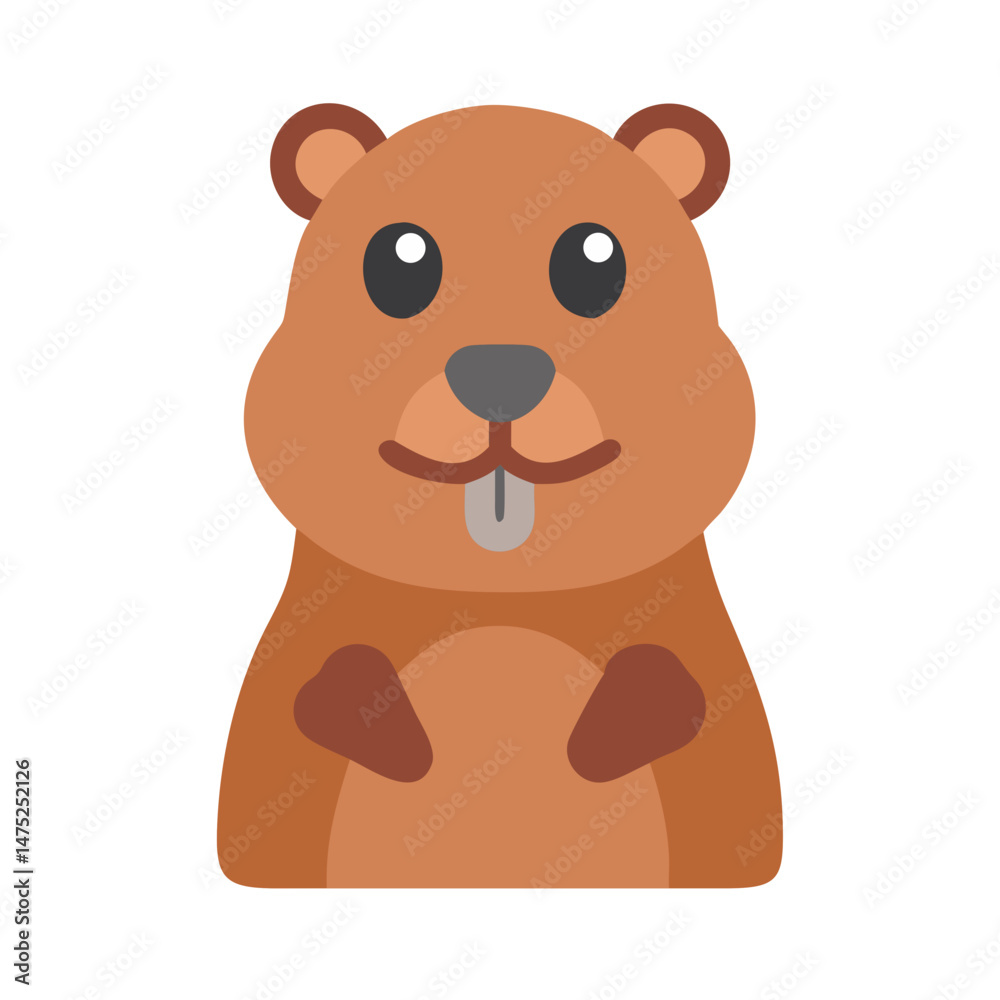 Obraz premium Cartoon illustration of a cute beaver on black background