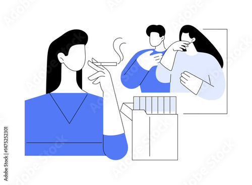 Smoking isolated cartoon vector illustrations.