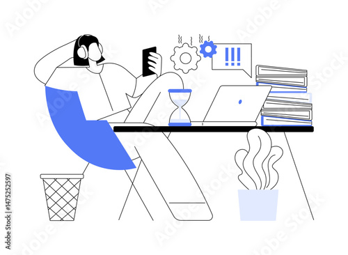 Procrastination isolated cartoon vector illustrations.