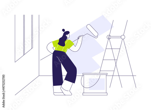 Professional wall painting abstract concept vector illustration.