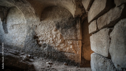 Basement stone stucco wall covered in mold