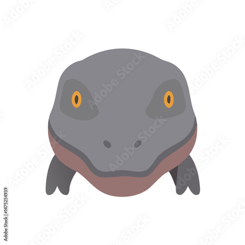 Illustration of a stylized dinosaur head against black background