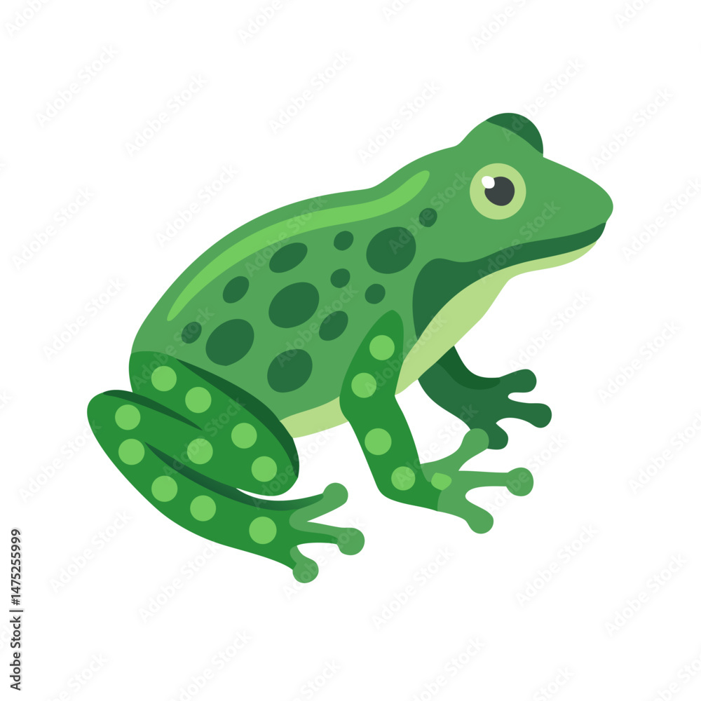 Fototapeta premium Simple green frog illustration with dark background and spots