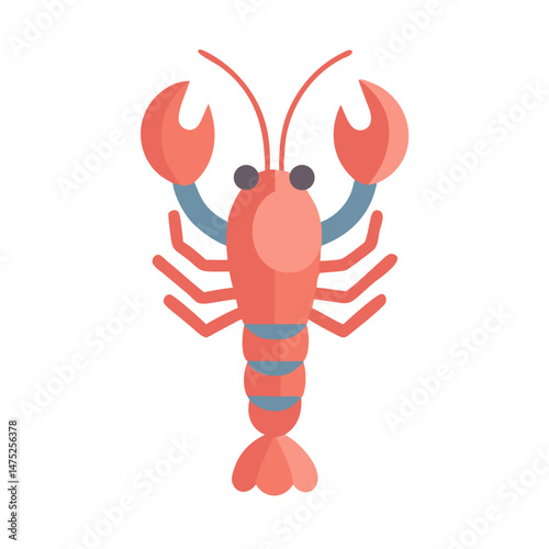 Lobster vector illustration in flat style on black background