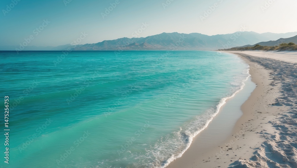 Fototapeta premium Turquoise ocean and white sandy beach