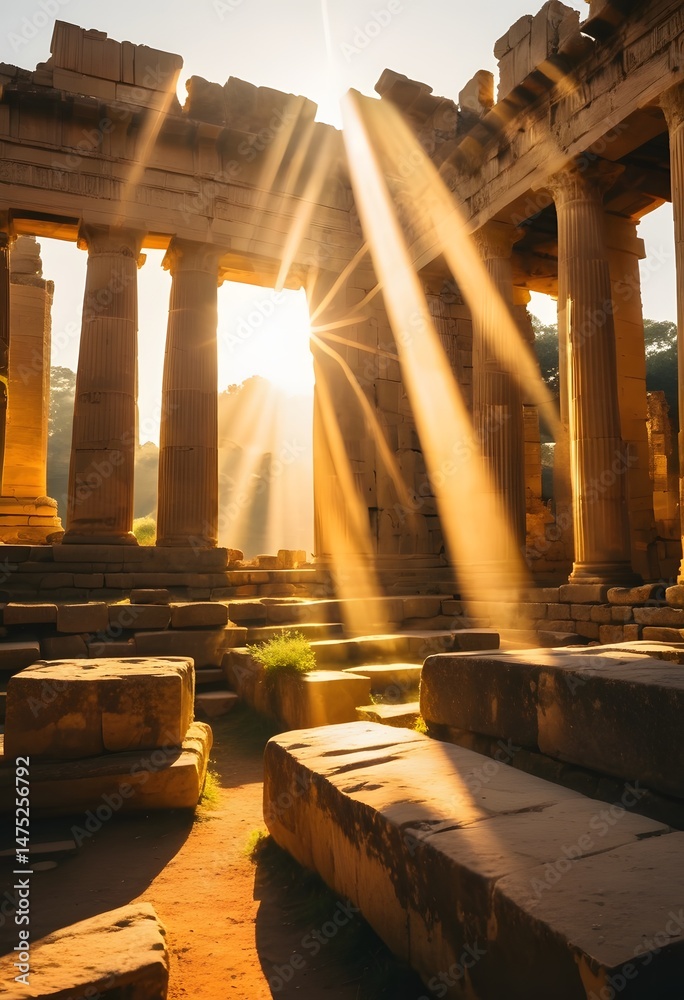 Sunrise Illuminating Classical Ruins
