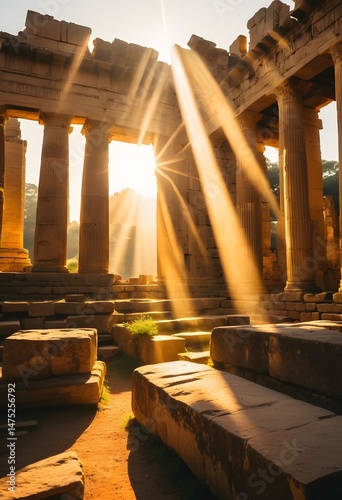 Obraz na płótnie Sunrise Illuminating Classical Ruins w salonie