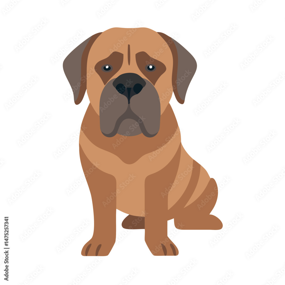 Obraz premium Flat graphic illustration of a tan Bullmastiff dog