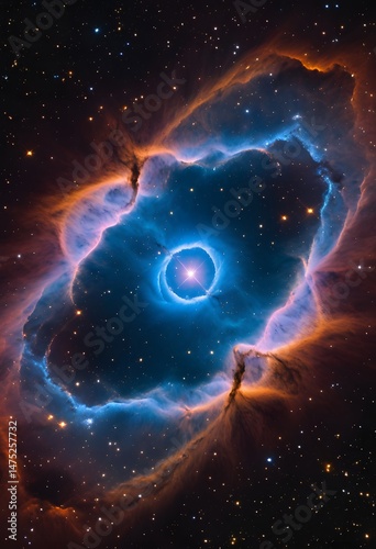 Obraz na płótnie Nebula with Central Star and Bi-Colored Gaseous Clouds w salonie