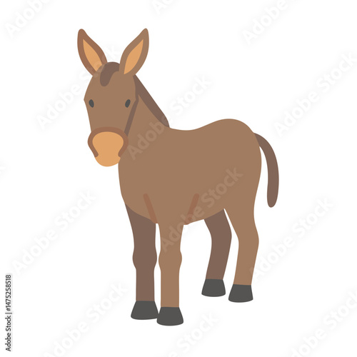Cartoon donkey standing against a solid dark background illustration