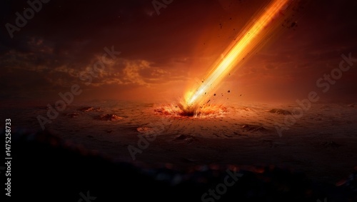 Wallpaper Mural Meteorite Impact on Earth – Epic Cinematic Visualization of Cosmic Collision Torontodigital.ca