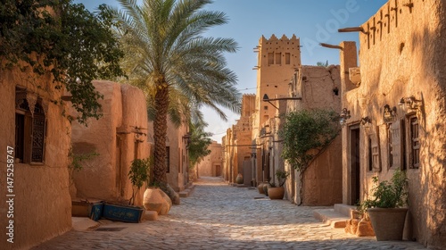 Fototapeta Naklejka Na Ścianę i Meble -  A 4K photo of streets of the old city diriyah near ar riyadh, kingdom of saudi arabia.