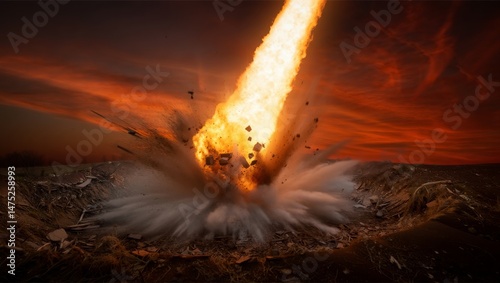 Wallpaper Mural Meteorite Impact on Earth – Epic Cinematic Visualization of Cosmic Collision Torontodigital.ca