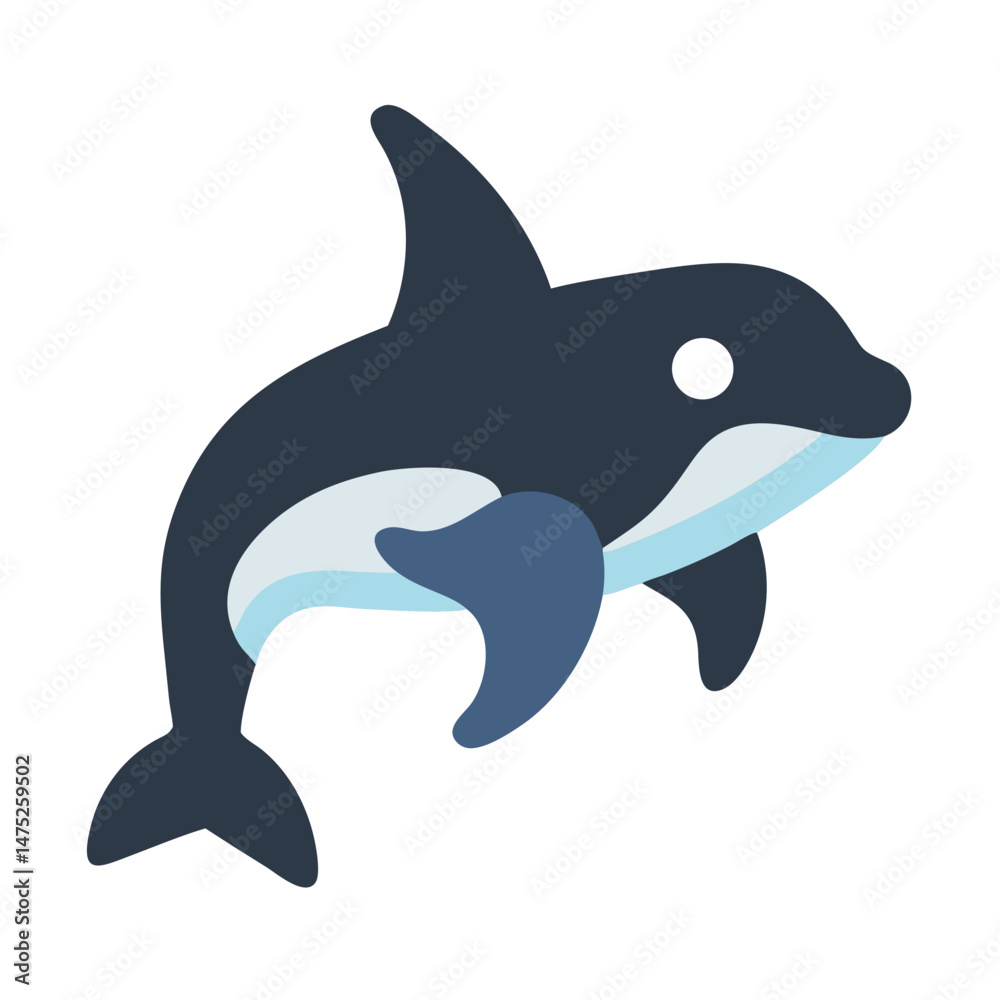 Fototapeta premium Stylized orca illustration with streamlined design on black background