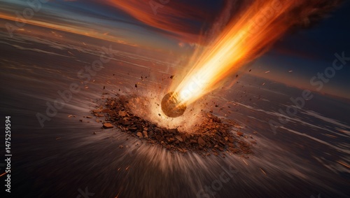 Wallpaper Mural Meteorite Impact on Earth – Epic Cinematic Visualization of Cosmic Collision Torontodigital.ca