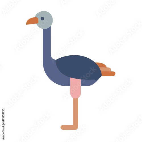 Stylized ostrich illustration with long neck and flat design