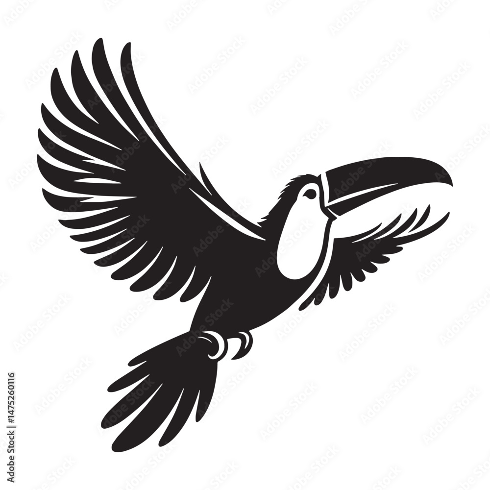 Obraz premium Perched Beauty in Toucan silhouette – Toucan illustration – Minimalist Toucan vector – Bird silhouette