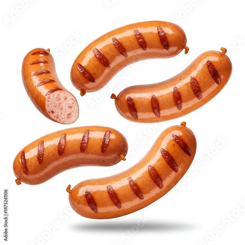 grilled sausage on a white background