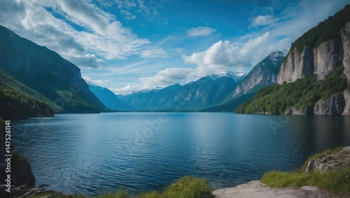 Landscape of the lake as seen from the walking path photo