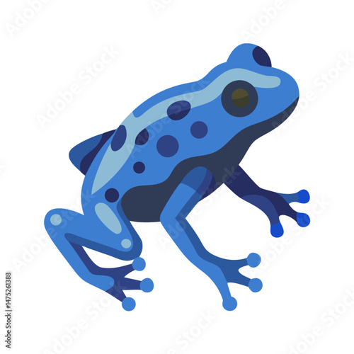 Stylized blue poison dart frog illustration on black background
