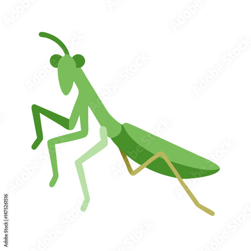 Stylized praying mantis illustration on a simple black background