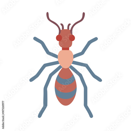 Simple flat design illustration of an ant on black background