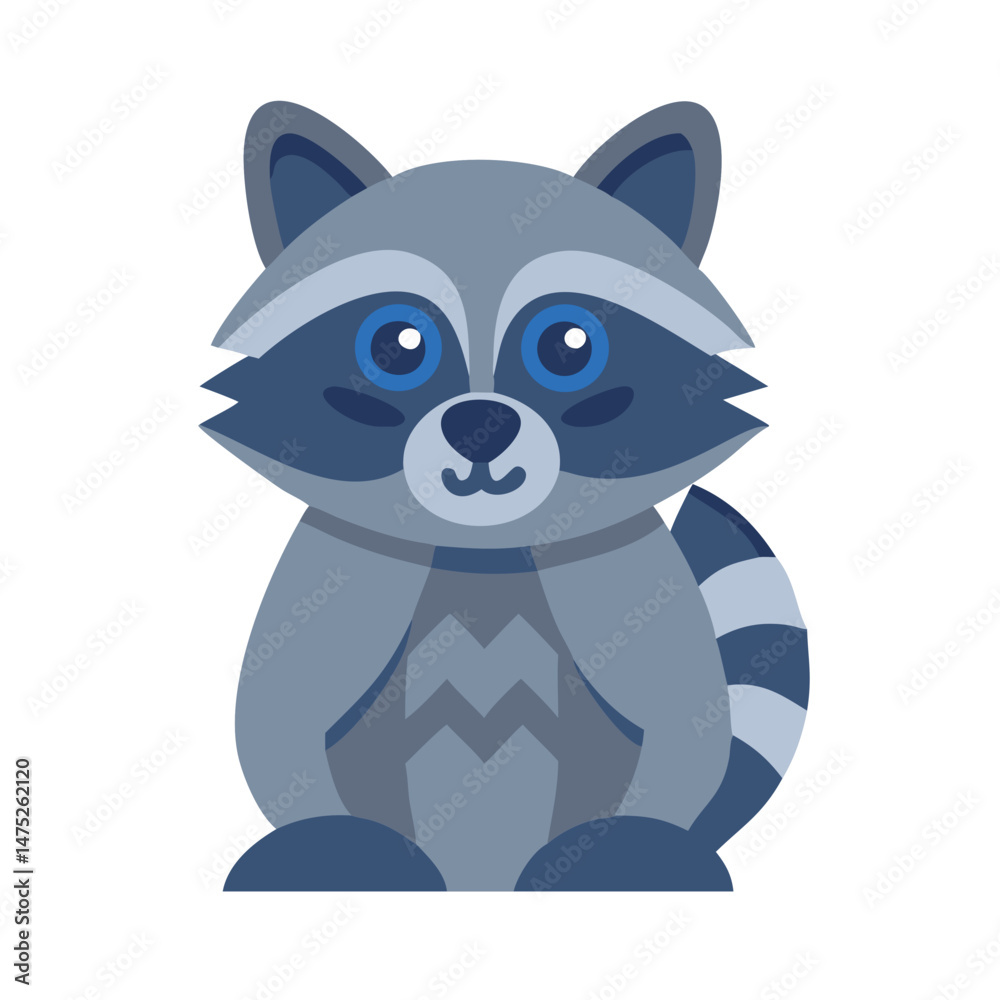Cute cartoon raccoon character with stripes on tail illustration Cute cartoon raccoon character with stripes on tail illustration