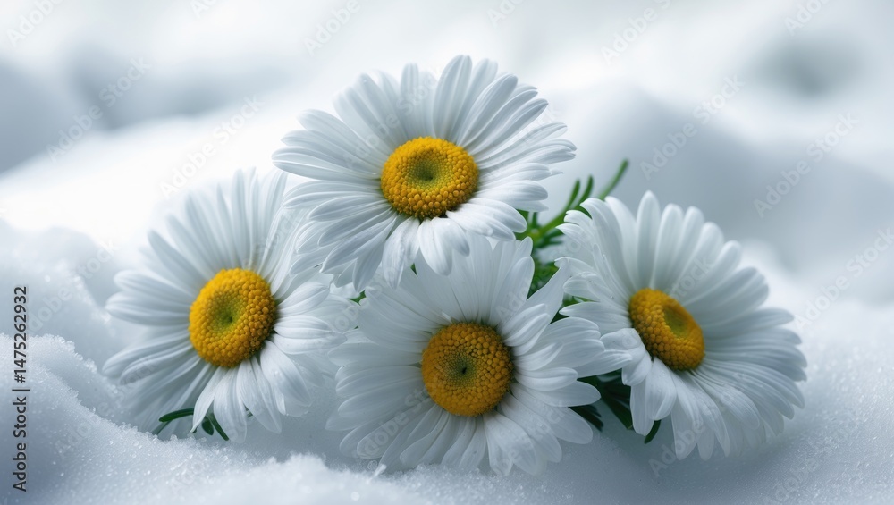 Obraz premium Close-up of chamomile flowers on white background