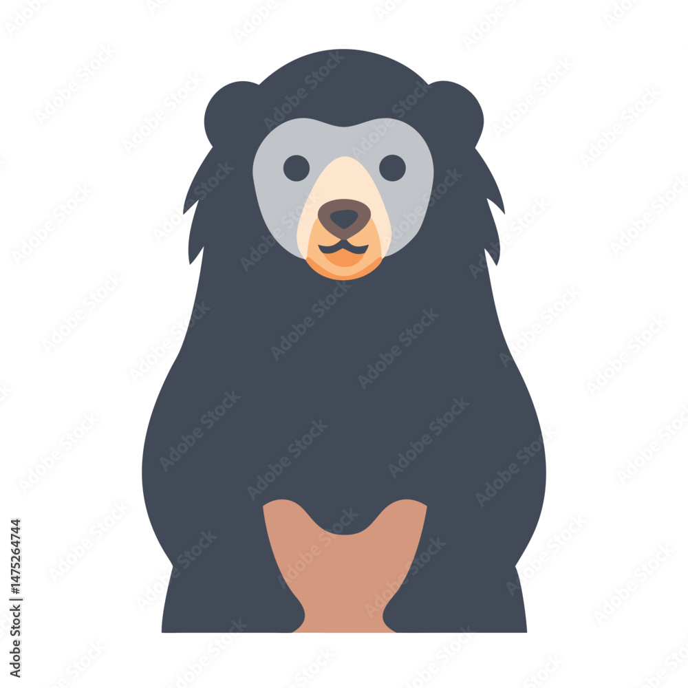Fototapeta premium Flat design illustration of sun bear on black background