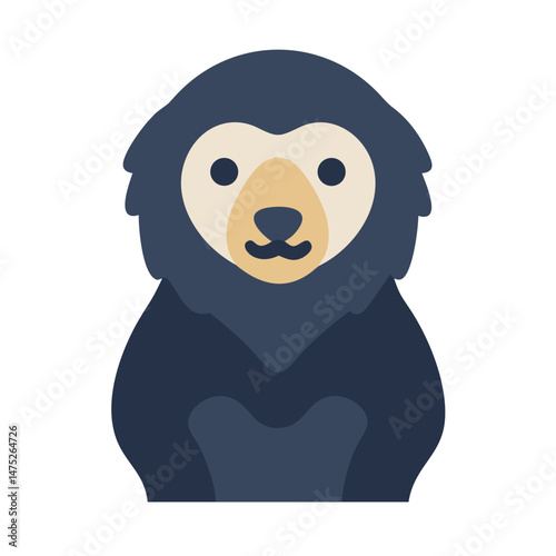 Stylized flat vector illustration of a Siamang Gibbon