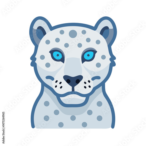 Cute Snow Leopard Portrait Isolated on Black Background
